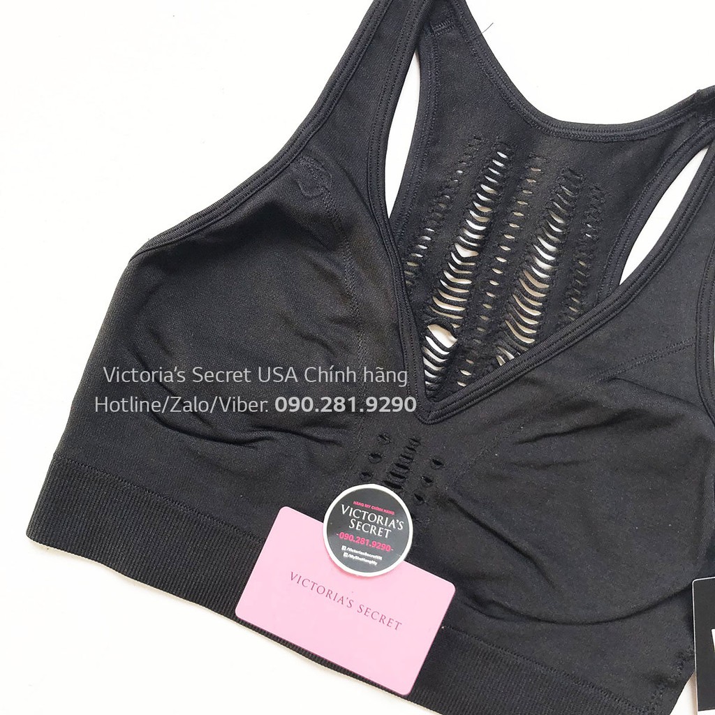 Áo tập  SL Black, màu đen phối lưới, không mút, Victoria's Secret, Size S