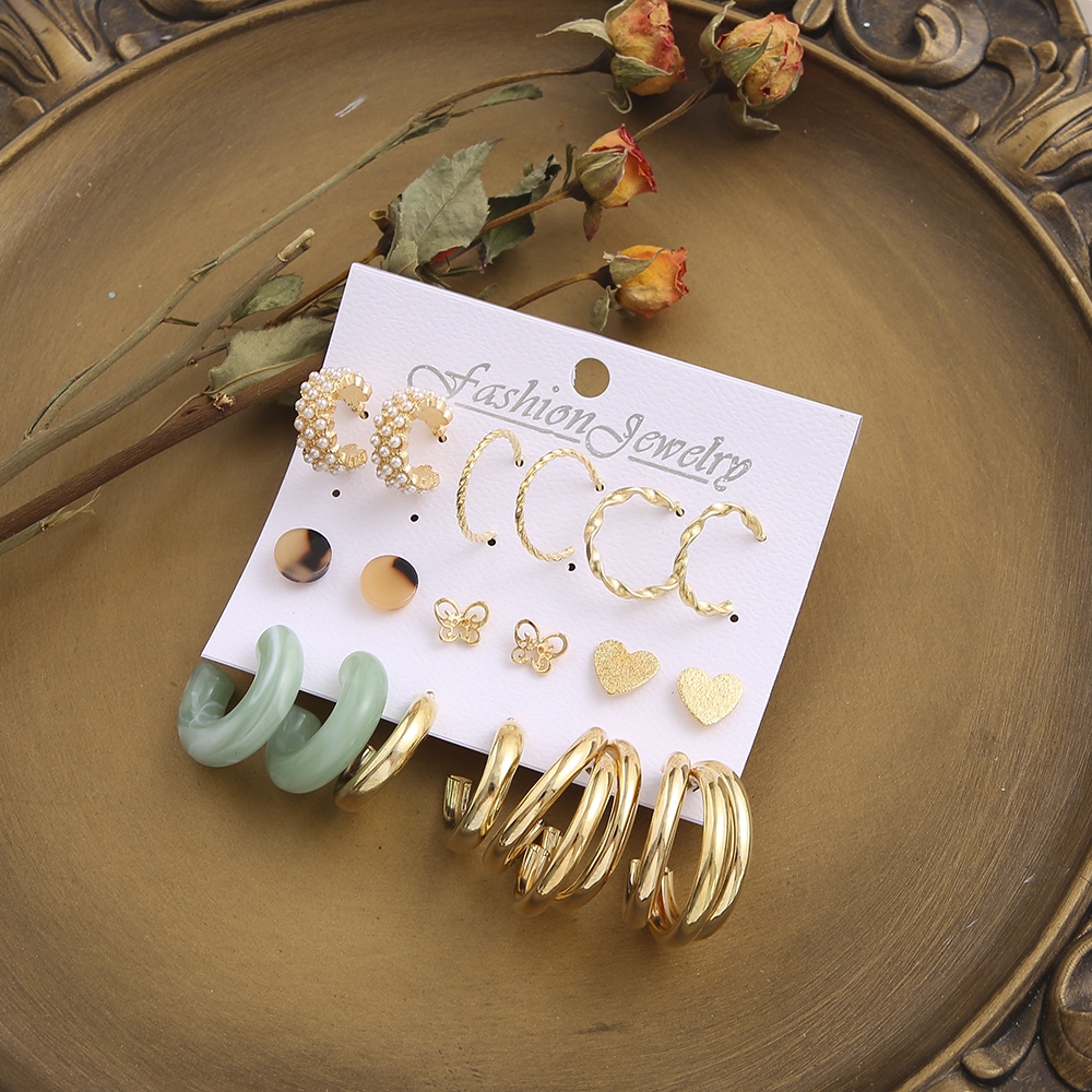 Set 5/6/9/17 cặp khuyên tai thời trang nữ