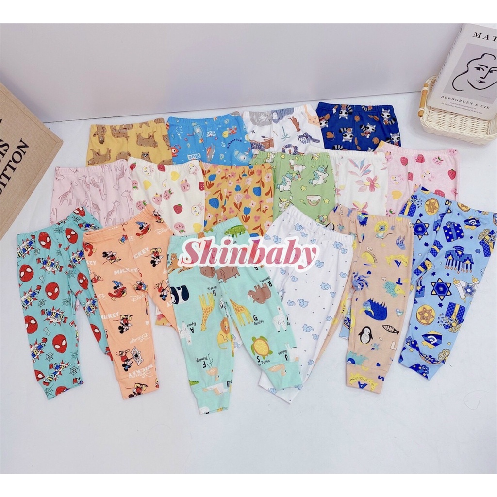 Set 5 quần dài cotton cho bé họa tiết dễ thương chất vải mát mịn co giãn thoải mái