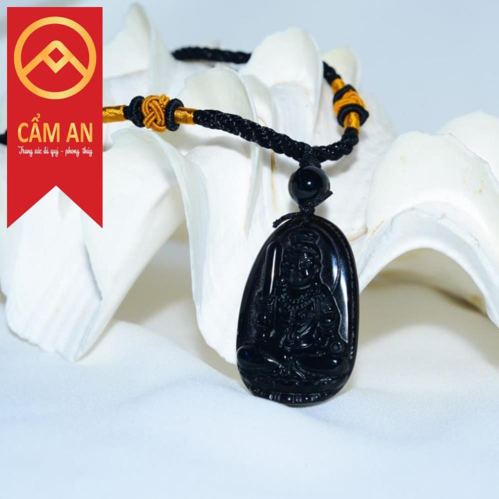 Mặt dây bản mệnh màu đen đá t.ự nh.iên núi lửa Obsidian  phù hợp mệnh Kim, mệnh Thủy và mệnh Mộc