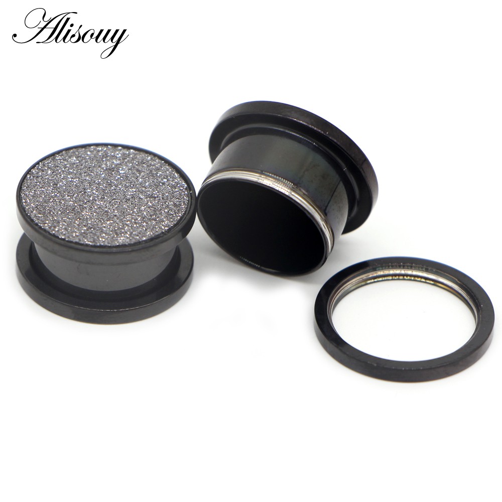 Alisouy 1 Khuyên Xỏ Lỗ Tai Màu Vàng Hồng / Bạc Lấp Lánh Thời Trang