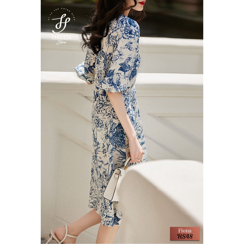 Đầm dáng xòe họa tiết gốm sứ sang trọng - Fiona Dress - Helen Boutique