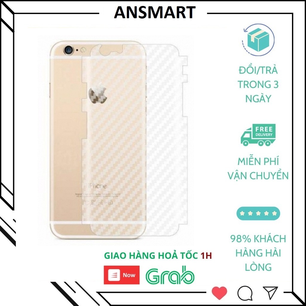 Miếng dán vân chống xước CARBON IPHONE 5 5s 6 6s 6plus 6splus 7 7plus 8 8plus ( CACBON)( ANSMART )