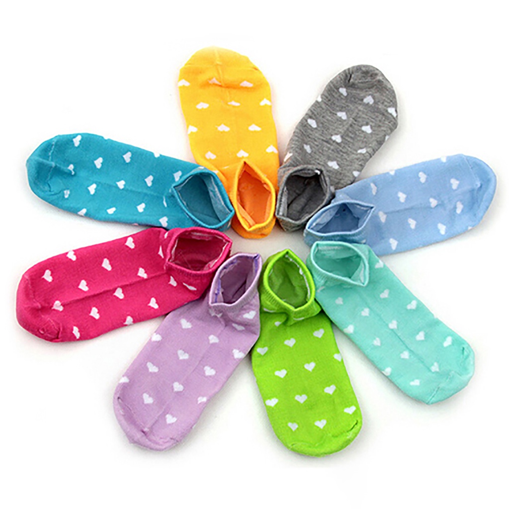5 đôi tất chân cotton in hình trái tim dễ thương cho nữ