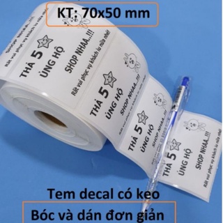 Cuộn 600 Tem Review 5 Sao Decal In Nhiệt Tự Dính Để Shop Chăm Sóc Khách Iu