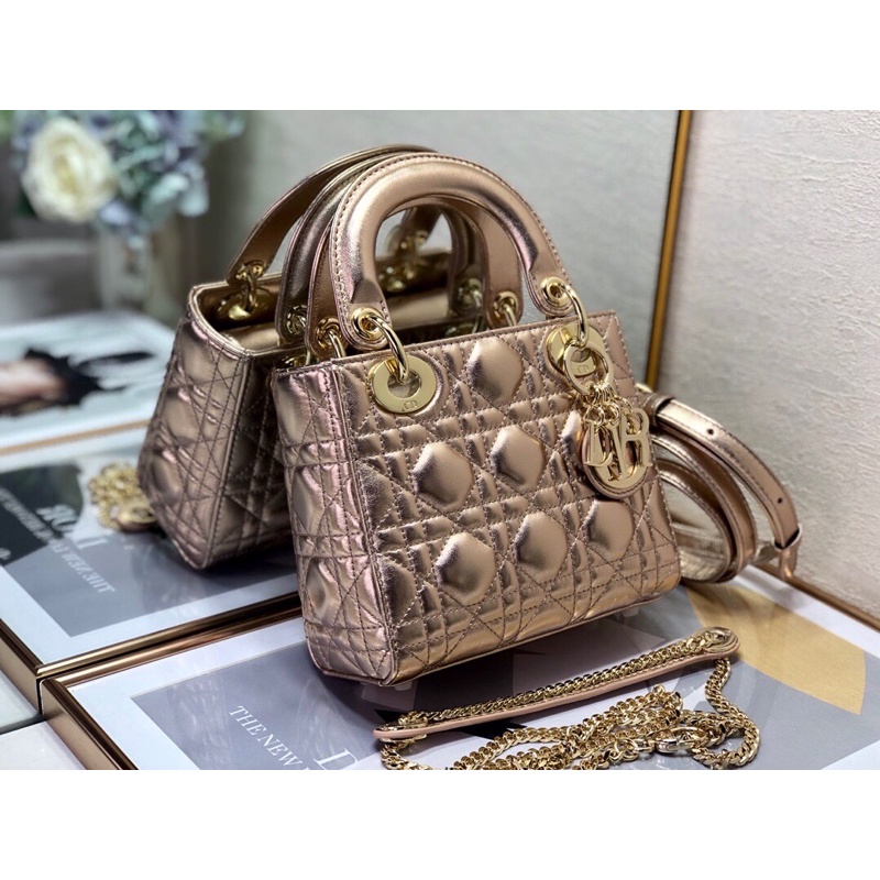Túi xách/đeo chéo size nhỏ da thật cao cấp thương hiệu Dior CD Lady Mini size 17cm hàng vip