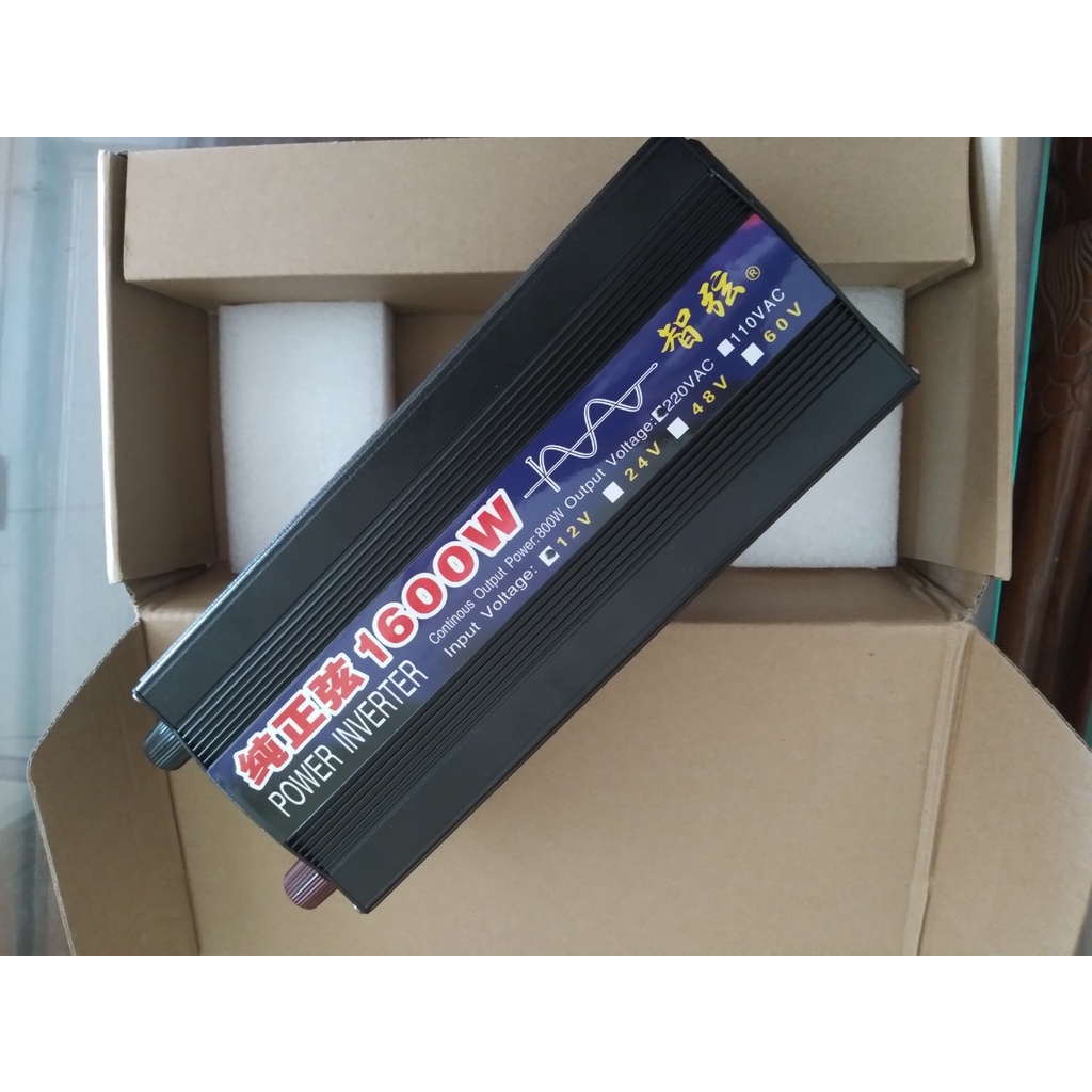 Inverter sin chuẩn 1600w chuyển điện 12v lên 220v | Inverter sin chuẩn 1600w 12v.