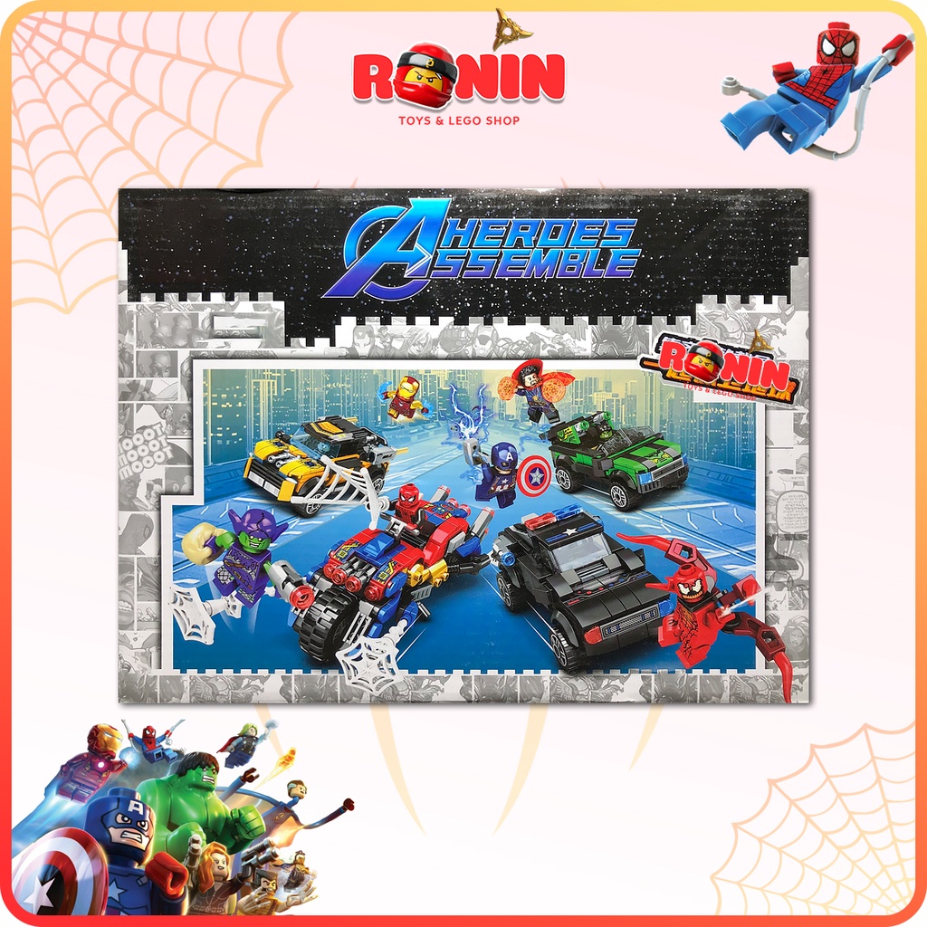 Bộ Đồ Chơi Lắp Ráp Siêu Xe Của Biệt Đội Av*nger / Lắp Ráp Super Heroes / Spide*man / Ca*tain Ame*ica .