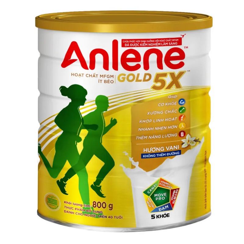 Sữa bột Anlene gold 5x hương vani 800g (date mới)