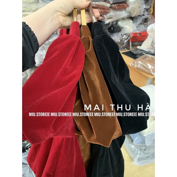 VÁY NHUNG TAY BỒNG XOÈ XINH MẶC TẾT VNTBXX