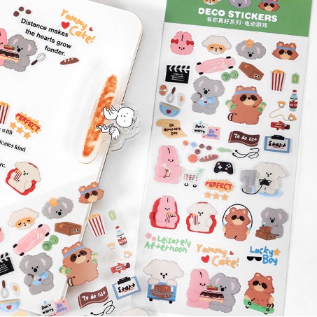 Sticker PET trong suốt hình động vật đáng yêu trang trí toploader và sổ tay | BST125