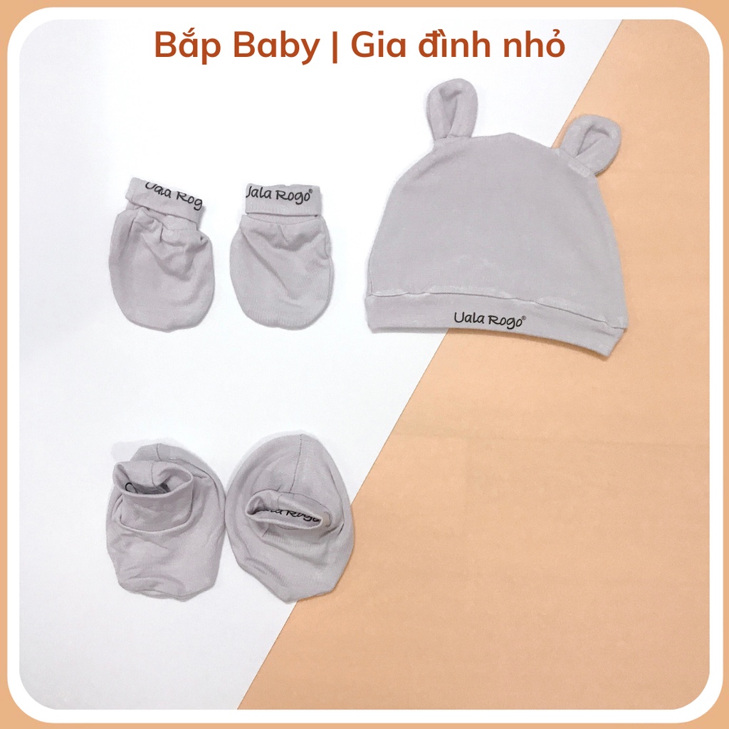 Set Mũ Bao Tay Chân Sơ Sinh UALA ROGO Vải Petit