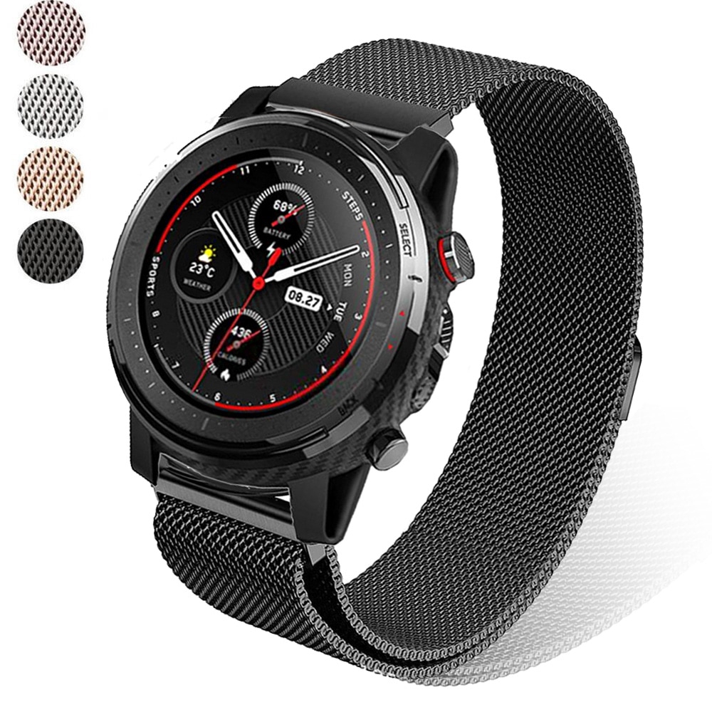 Dây đeo bằng thép không gỉ 22mm cho đồng hồ thông minh Xiaomi Huami Amazfit Stratos 3 Pace 2 2s Gtr 47mm