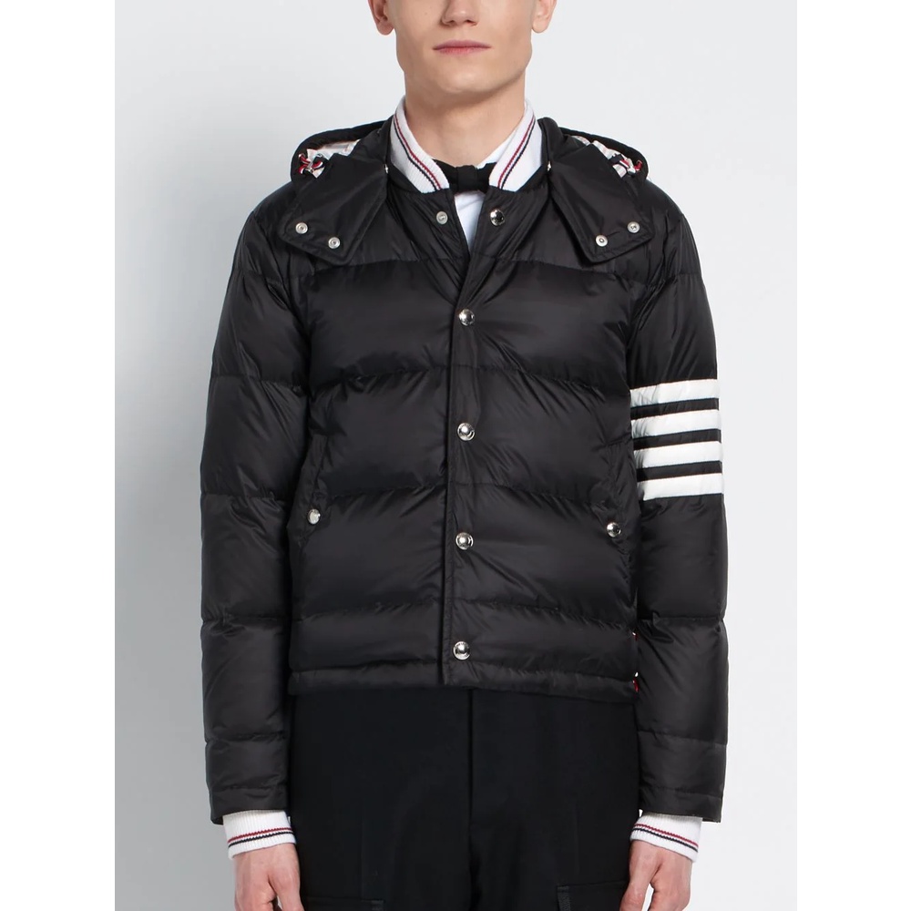 Áo khoác lông vũ nam cao cấp có nón Thom Brow.ne 4-Bar 8892 Áo phao nam thiết kế tay áo kẻ sọc cực sang trọng