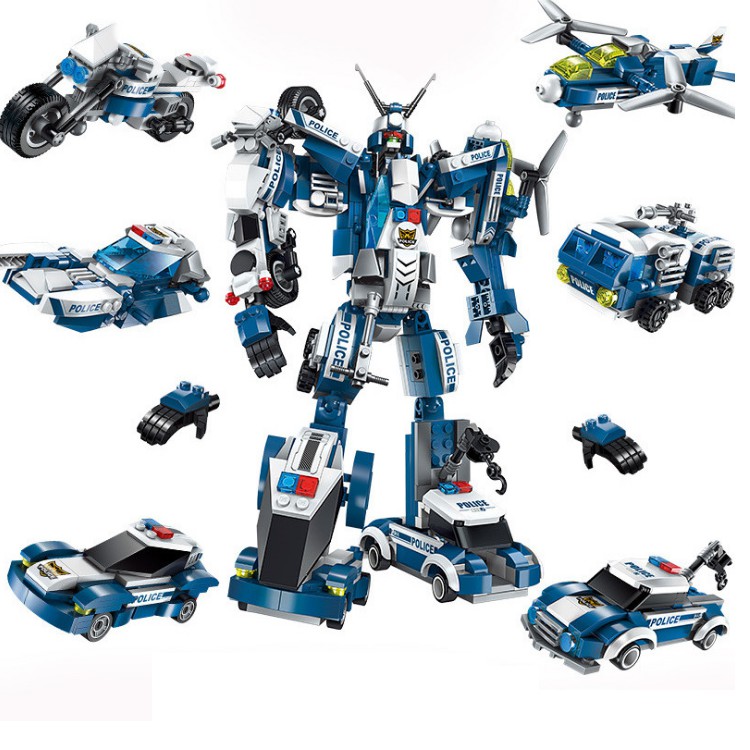 Bộ lắp ráp đồ chơi mô hình siêu nhân robot 6 trong 1 bằng nhựa cao cấp ENLIGHTEN No.1407