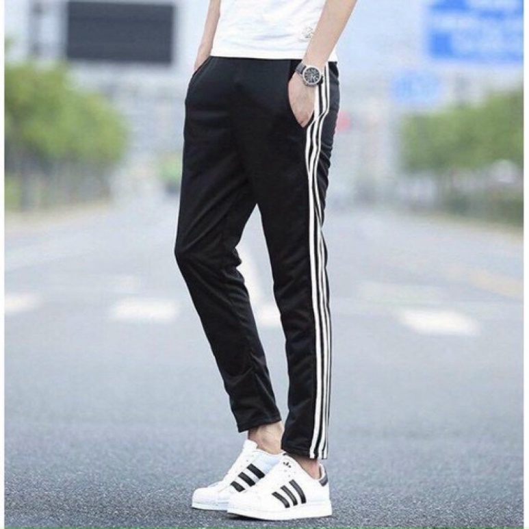 Quần Dài Thể Thao Nỉ Sọc Nam Nữ Như Hình KSS016