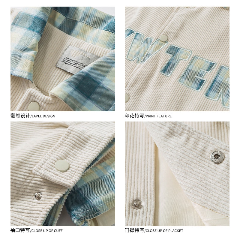 Áo Khoác Nhung Kẻ Dáng Rộng Phong Cách Retro Dành Cho Nam Giới