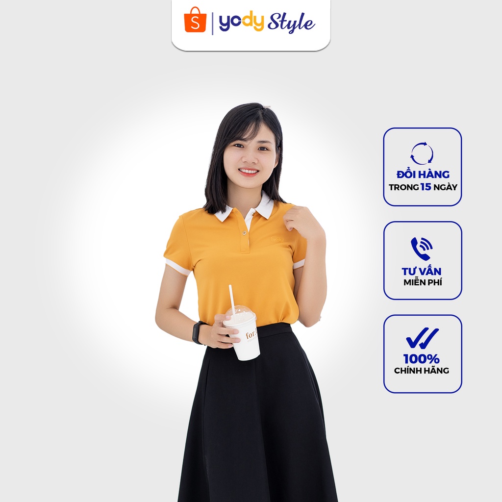 Áo Phông Polo YODY Nữ Cafe Phối Nẹp Thoải Mái Năng Động Và Khử Mùi Tốt APN3700