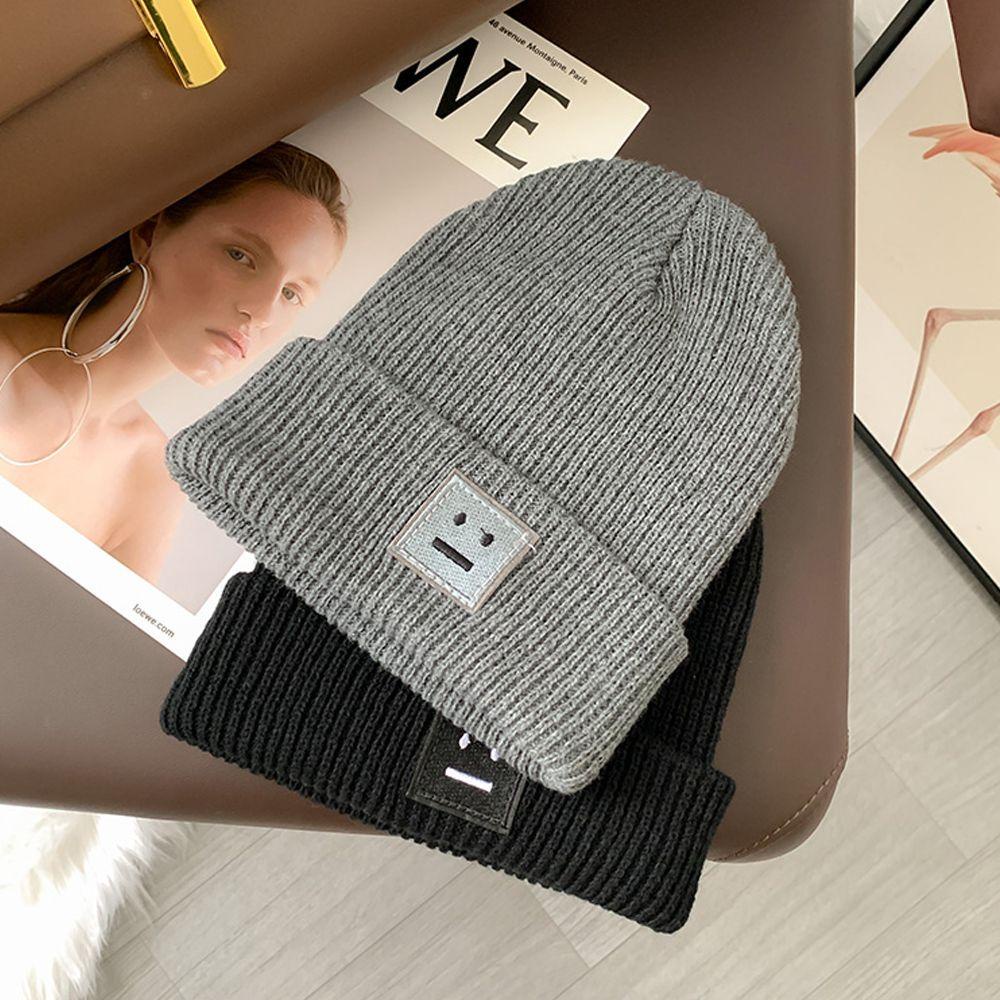 Mũ Len Beanie Họa Tiết Mặt Cười Thời Trang Đường Phố Mùa Đông Cho Nam Và Nữ