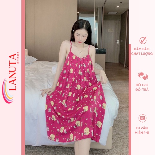 Váy ngủ 2 dây mặc nhà dáng dài đi biển sexy xinh đẹp lụa ngủ cao cấp LANUTA VD