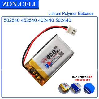 Pin Li-Po ZonCell 3.7V 600mAh 502540 452540 402440