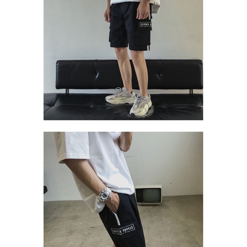 Quần short kaki unisex thêu form chuẩn