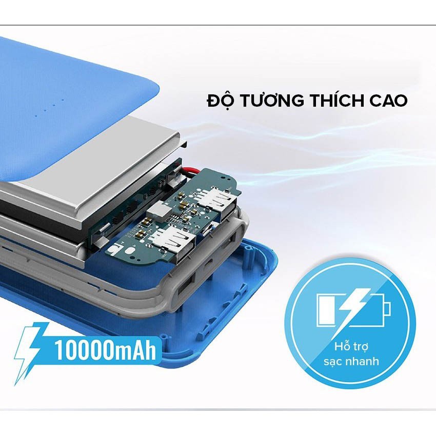 Sạc dự phòng  Promate Voltag-10 10000mAh - Cổng Sạc UltraFast (5V/2.1A & 5V/1A) Siêu Nhỏ Gọn