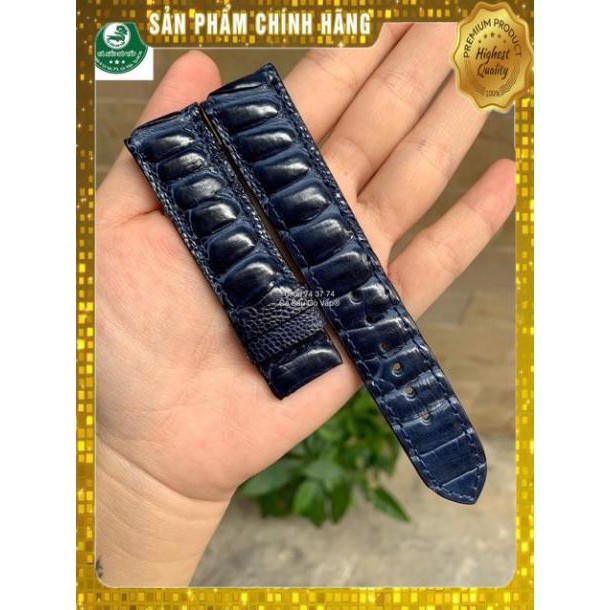 Thẻ BH 12 Tháng -  Dây Đồng Hồ Da Chân Đà Điểu Size 20-22-24-26 Cá Sấu BinBon . Hàng Cao Cấp, xịn, Rẻ, Đẹp