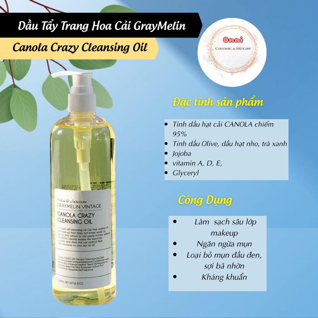 Dầu tẩy trang hoa cải Graymelin Vintage - Canola Crazy Cleansing Oil