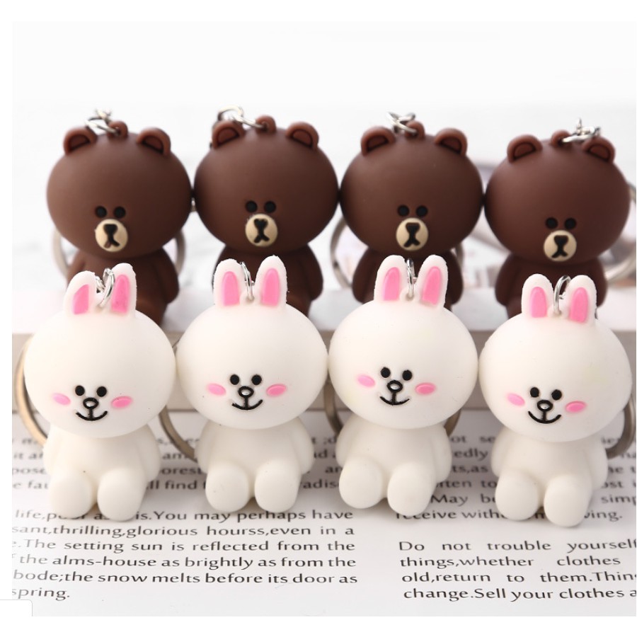 Cặp móc khóa gấu Brown và thỏ Cony