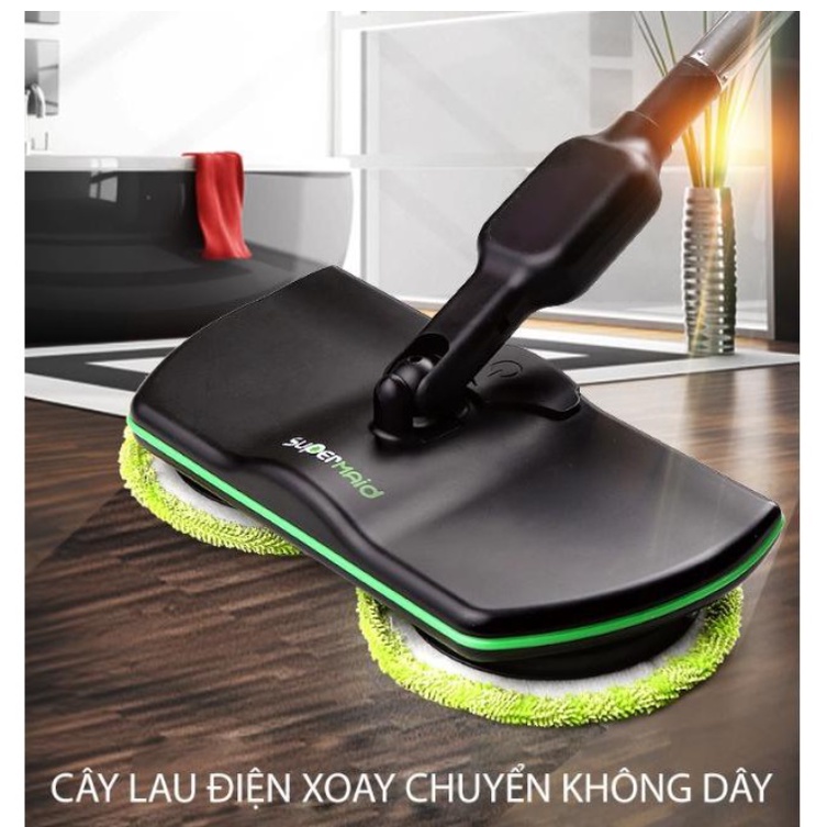 Cây lau nhà điện không dây đánh bóng 2 trong 1, sàn sạch tinh tươm ,thỏa sức tung tăng