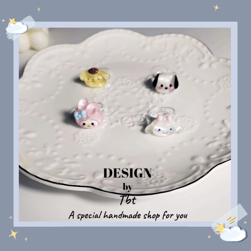 Nhẫn Cặp Đôi Họa Tiết Cún Sanrio Dễ Thương Handmade Dành Cho Nam Và Nữ (Tbt)