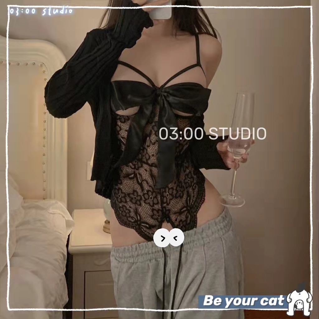 （Giao hàng bảo mật）💝Đồ ngủ sexy💝Bodysuit cosplay đồ lót liền thân phối ren trong suốt quyến rũ dành--cho 40-58kg--008