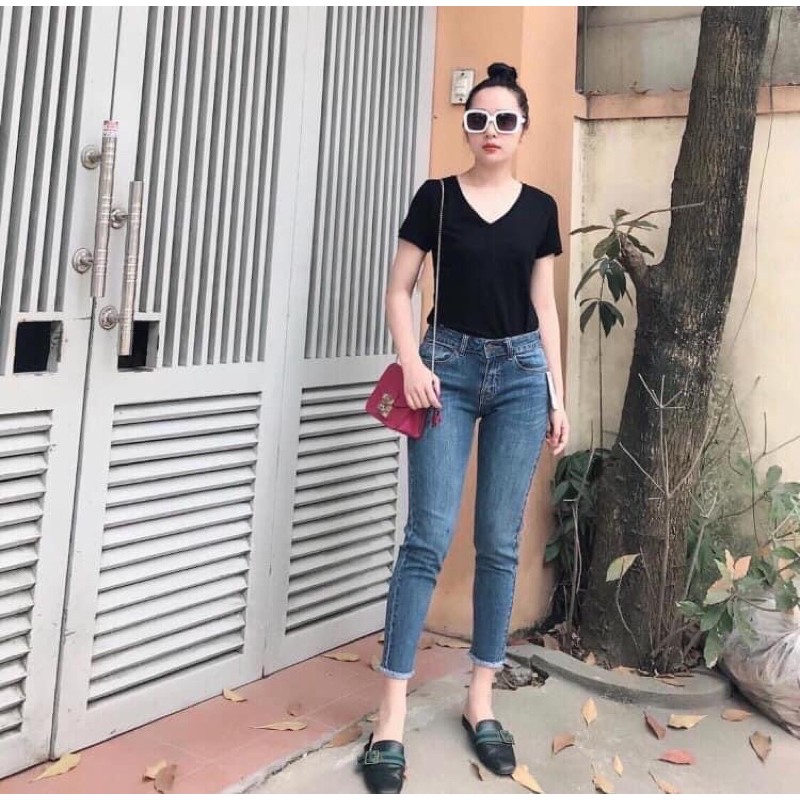 Quần baggy trơn lai tua