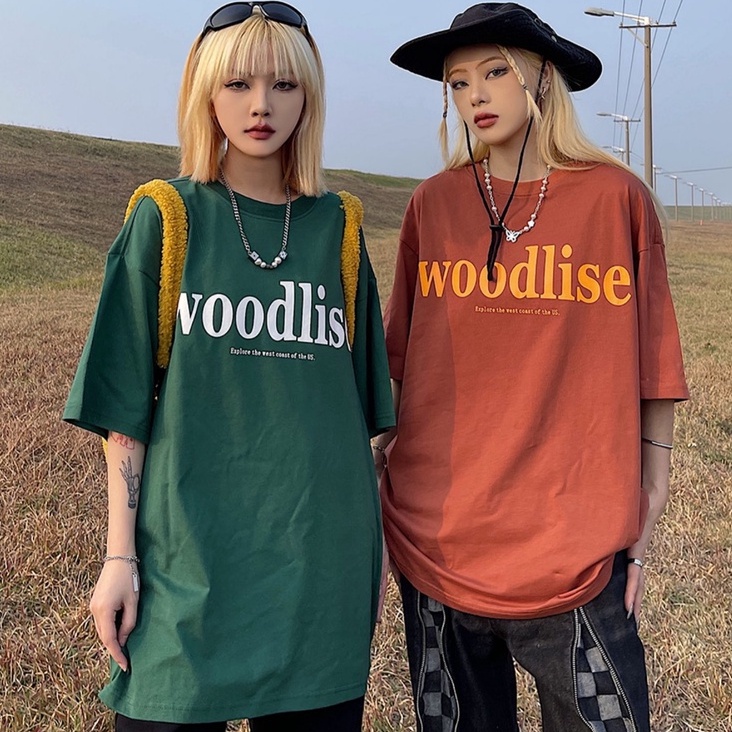 Áo Thun Woodlise Áo Thun Tay Lỡ Form Rộng Unisex 38-65kg Nam Nữ Phong Cách Ullzang