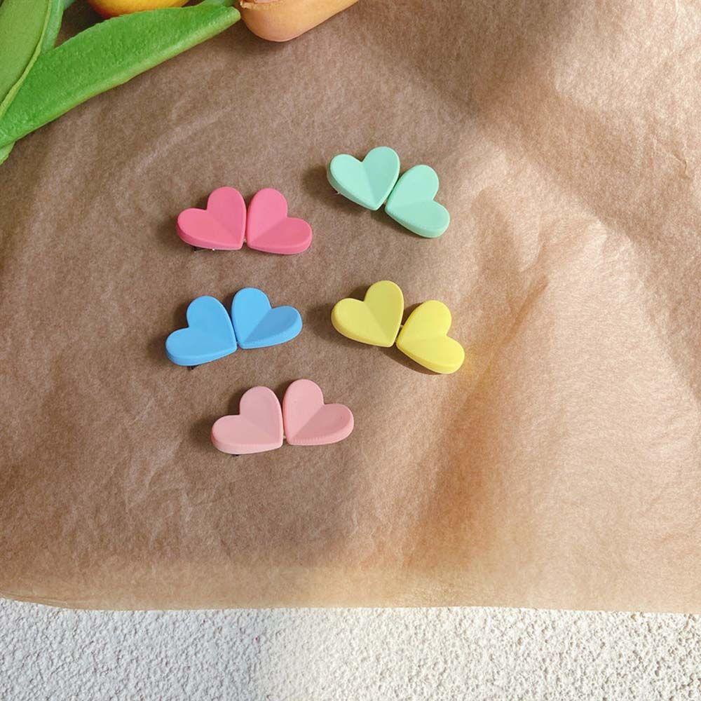 Kẹp Tóc Nhựa Acrylic Màu Kẹo Hình Trái Tim Dễ Thương Phong Cách Hàn Quốc