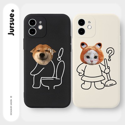 Ốp lưng JURSUE mềm hình cặp đôi độc lạ đen Cho iPhone 17 16 15 14 13 12 11 Pro Max SE 2020 X XR XS ip 8 7 Plus kute Y2136