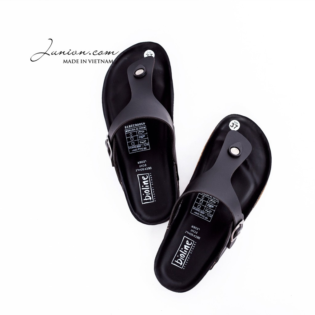 [DA PU-CHỐNG NƯỚC] PU07- Dép sandal xỏ ngón Unisex da PU, đế trấu Bioline Birken - Xuất khẩu châu Âu - Juni Store