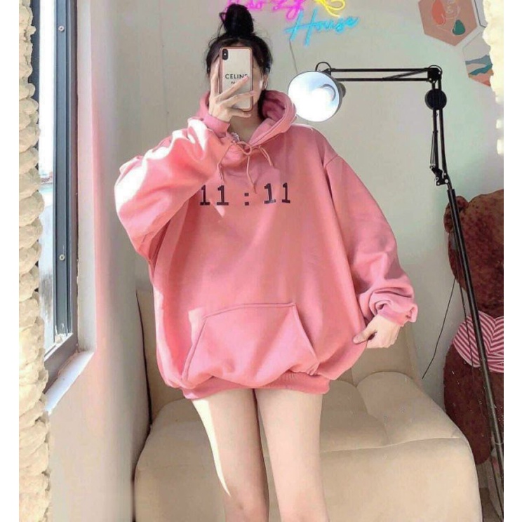 ÁO KHOÁC NỈ HOODIE NỮ IN GIỜ 11:11 FORM<68KG#ÁO HOODIE PHUCXOSHOP.
