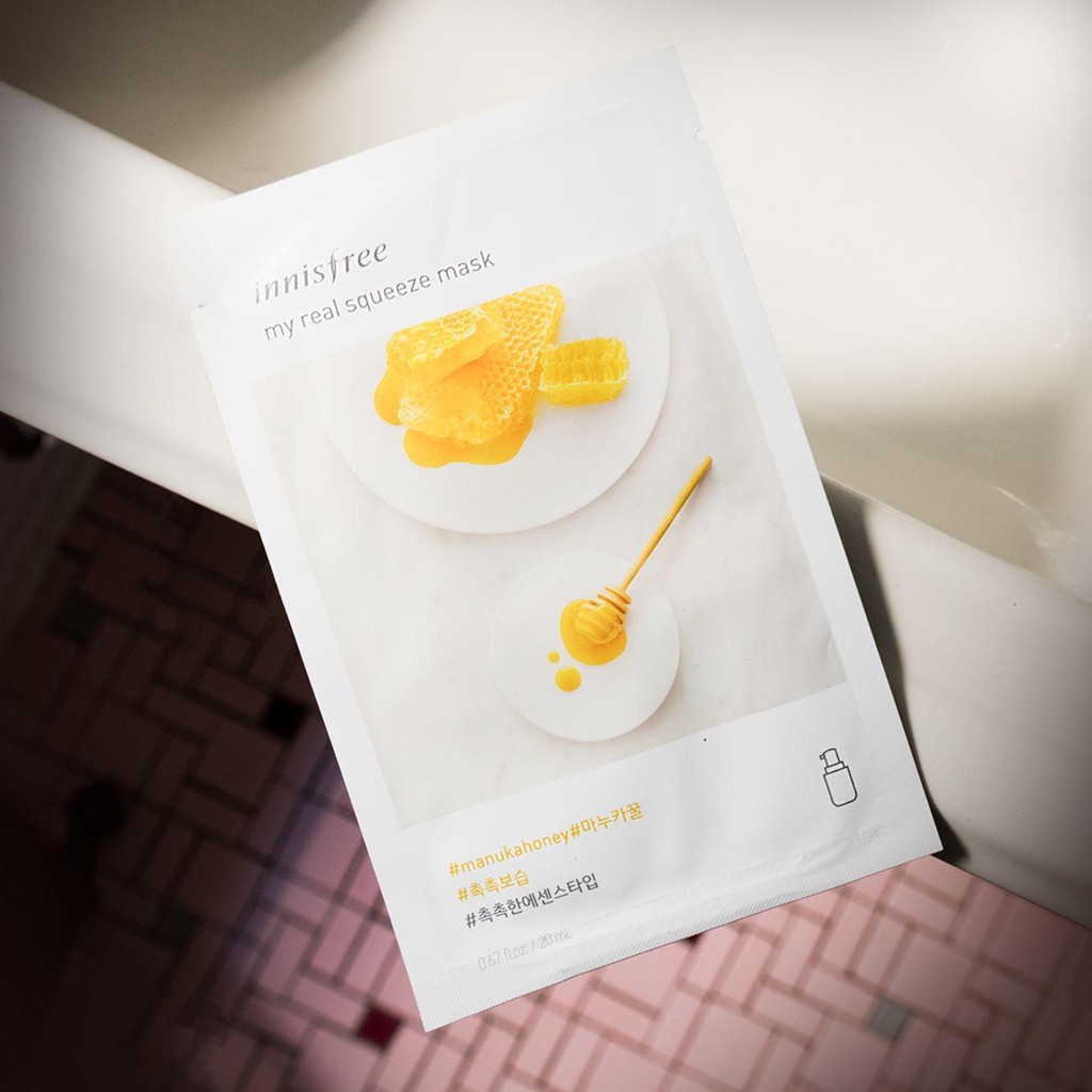 Mặt nạ giấy dưỡng ẩm & phục hồi da từ mật ong Innisfree My Real Squeeze Mask - Honey 20ml