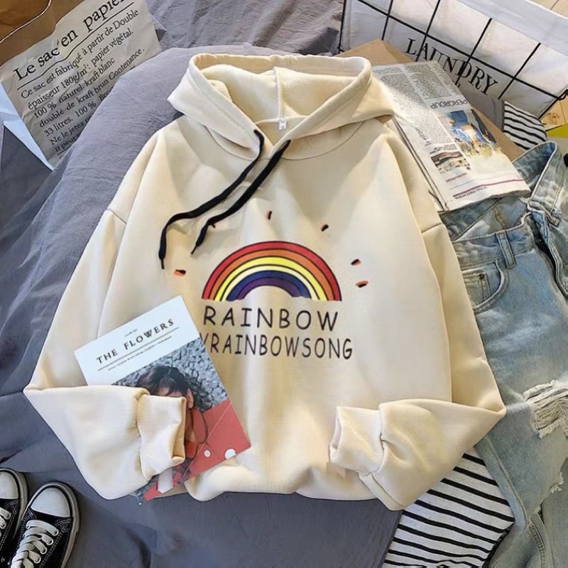 (Deal Hot) Áo hoodie nỉ bông hình cầu vồng cute | BigBuy360 - bigbuy360.vn
