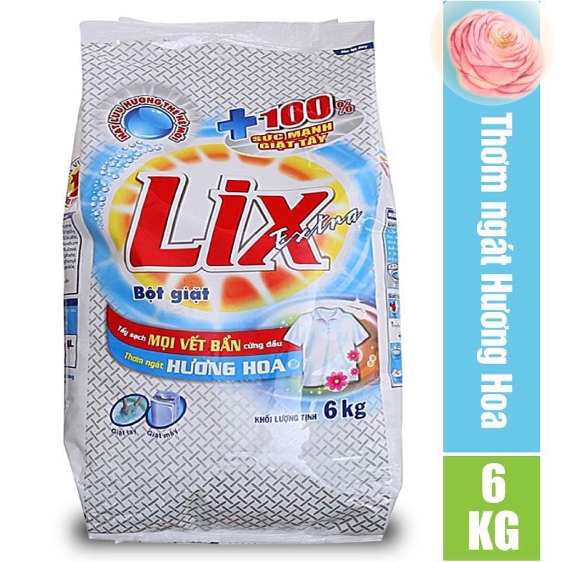 Bột giặt Lix 6kg tặng kèm nước rửa chén chanh siêu sạch