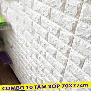 COMBO 10 TẤM XỐP DÁN TƯỜNG 3D 70X77CM, XỐP GIẢ GẠCH, XỐP 3D