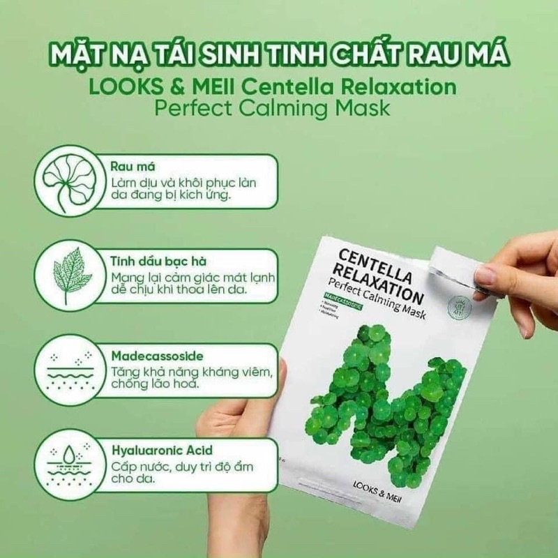 Mặt Nạ Rau Má Looks &amp; Meii Centella Relaxation