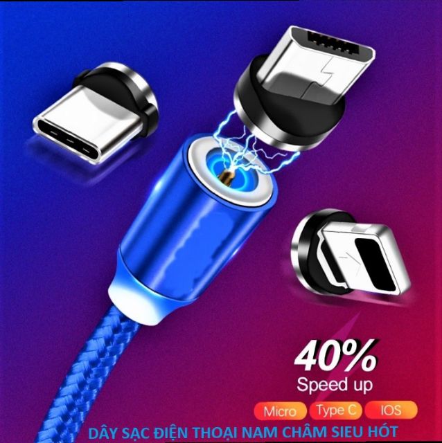 DÂY SẠC ĐIỆN THOẠI BẰNG TỪ NAM CHÂM CÓ LED CHẠY ĐUỔI RẤT ĐẸP