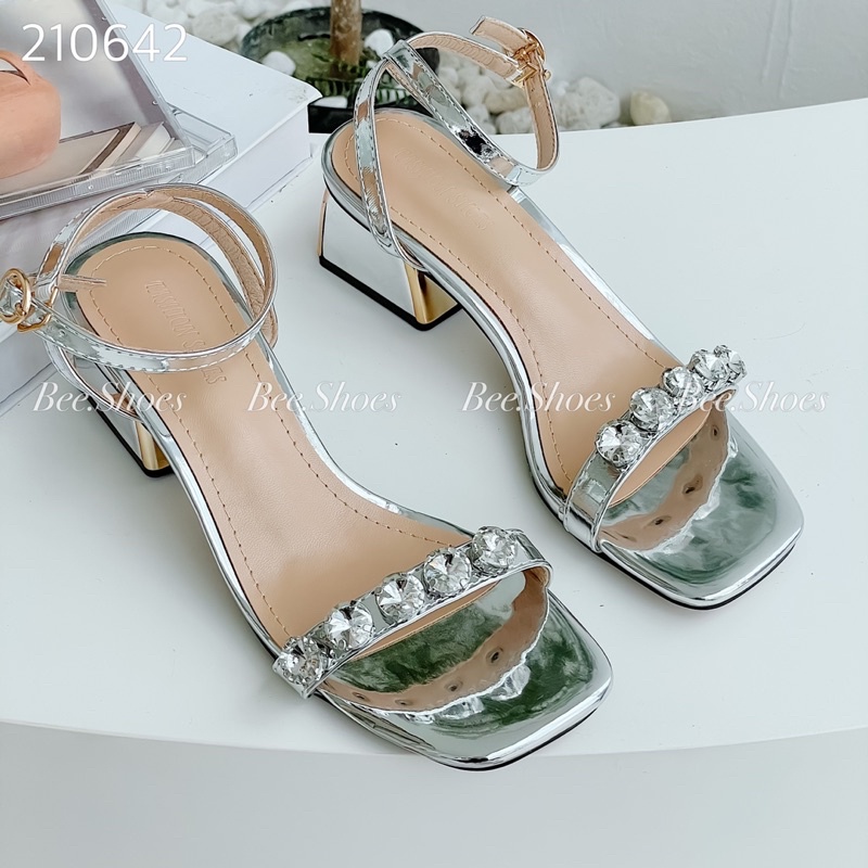 BEESHOES - SADANLS NỮ THỜI TRANG QUAI ĐÁ DA BÓNG ÊM CHÂN DỄ ĐI GÓT TRỤ 5 PHÂN 210642