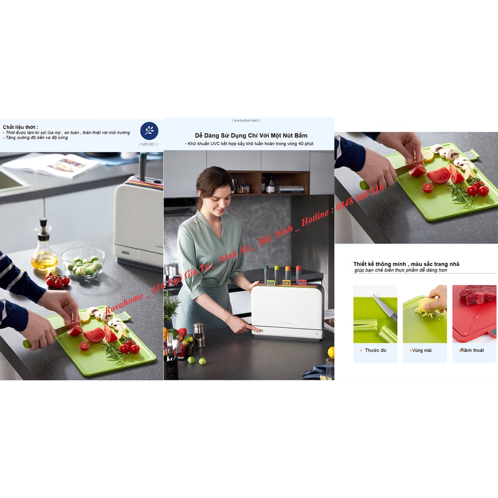 Morphy Richards MR1001  Bộ Dao Thớt  Khử Khuẩn UV + Sấy Khô 70ºC / Hàng Có Sẵn