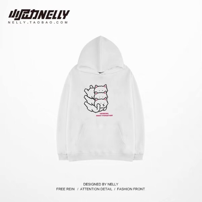 Áo hoodie nelly heybig nỉ lót lông sale (có sẵn) 3 mèo | BigBuy360 - bigbuy360.vn