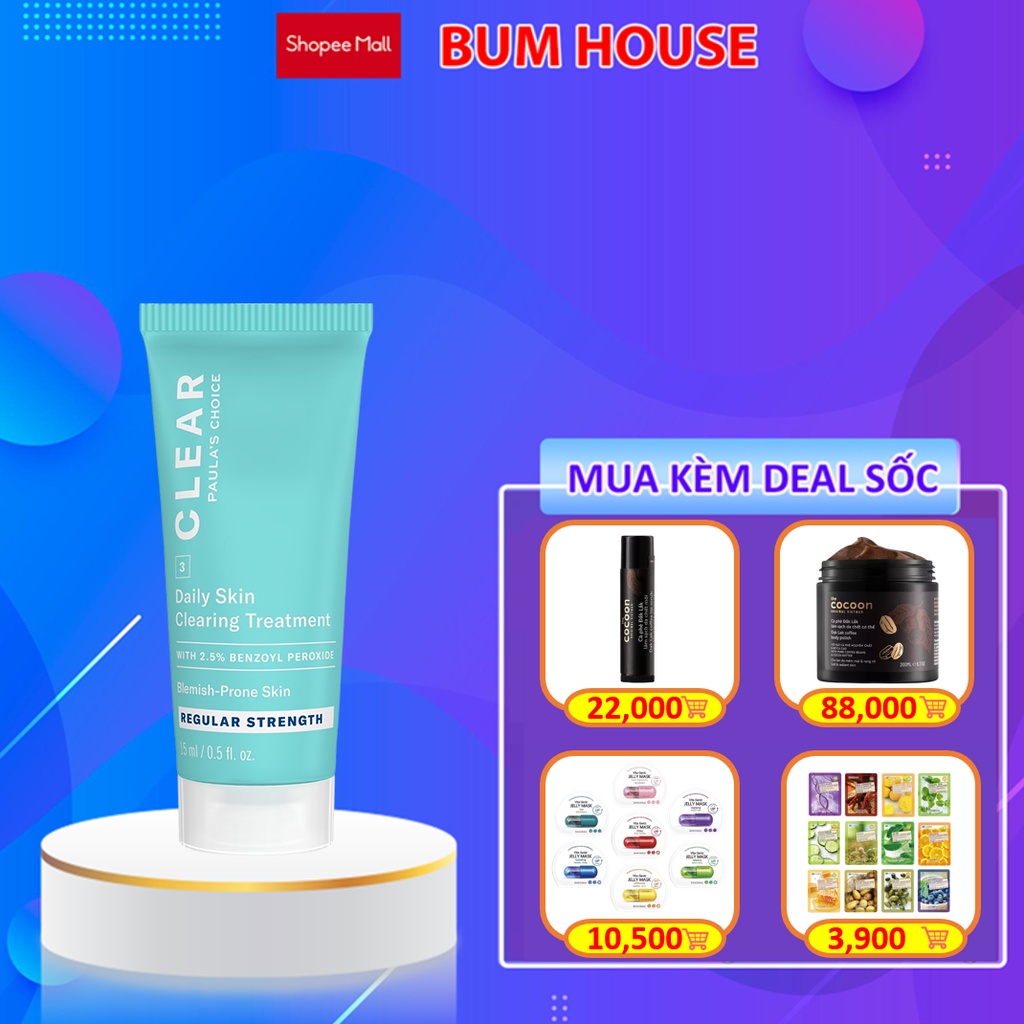 Kem chấm mụn giảm sưng đỏ Paula’s Choice Clear Regurlar Strength Daily Skin 15ml - 6107