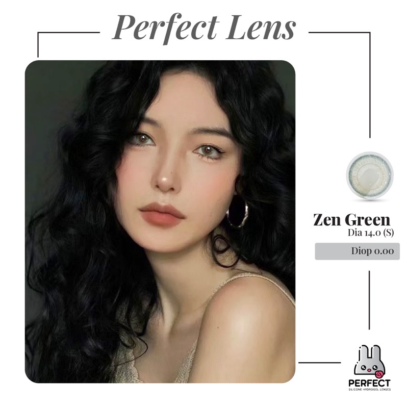 Lens Mắt , Kính Áp Tròng ZEN GREEN Không Độ , Dia 14.0 , Cho Mắt Nhạy Cảm Giá Sale